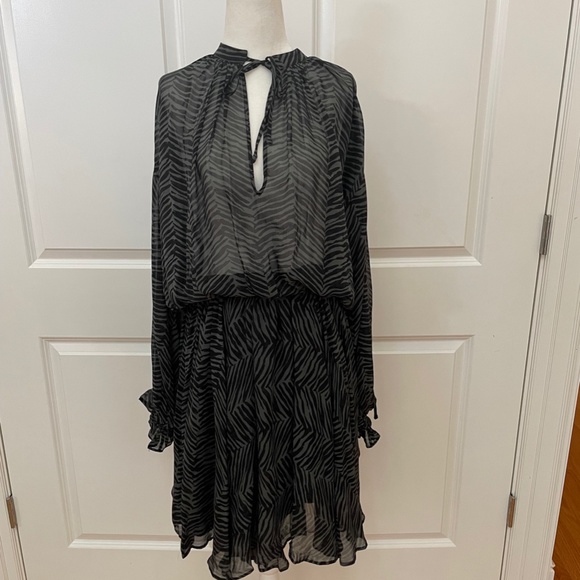 Elliana asymmetric zebra-print silk-georgette mini dress from ANINE BING - Picture 2 of 10